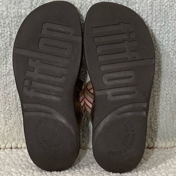 FITFLOP Oasis Brown Platform Wedge Thong Flip Flops Workout Walk Sandals - Sz 6 - Picture 9 of 13